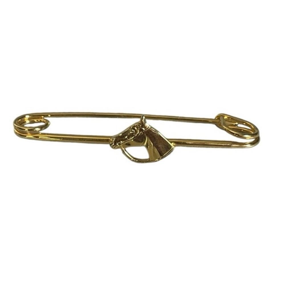 Vintage Gold Tone Equestrian Horse Head Brooch Pin
